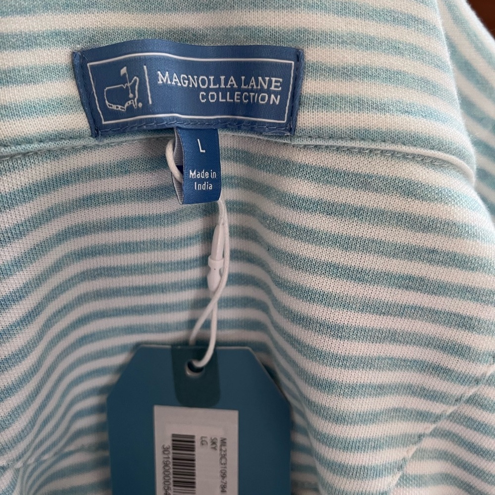 Masters Golf Gear. Magnolia Light Blue & White Striped Zip-Up. NWT women’s large - Picture 7 of 10